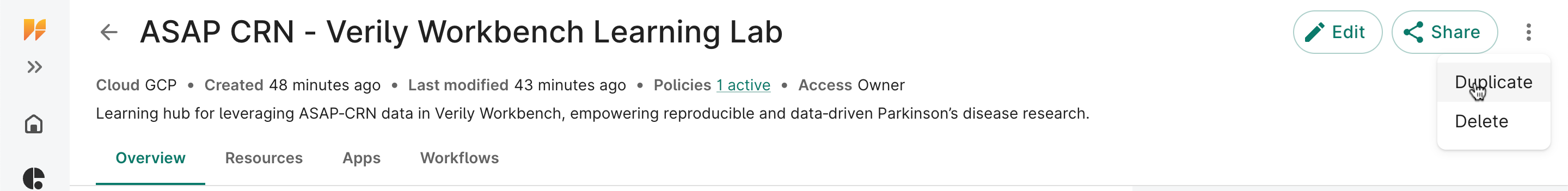Duplicate Workspace Form